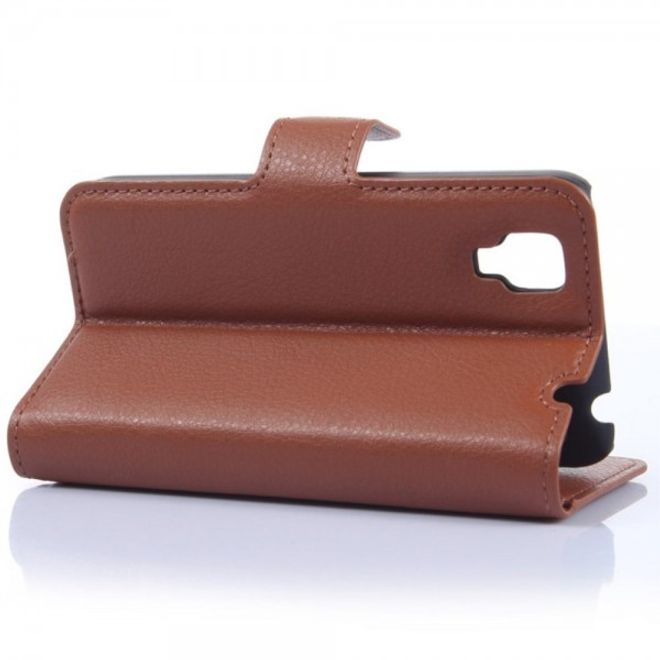 Wiko Sunset Leder Case mit Litchitextur und Standfunktion - braun