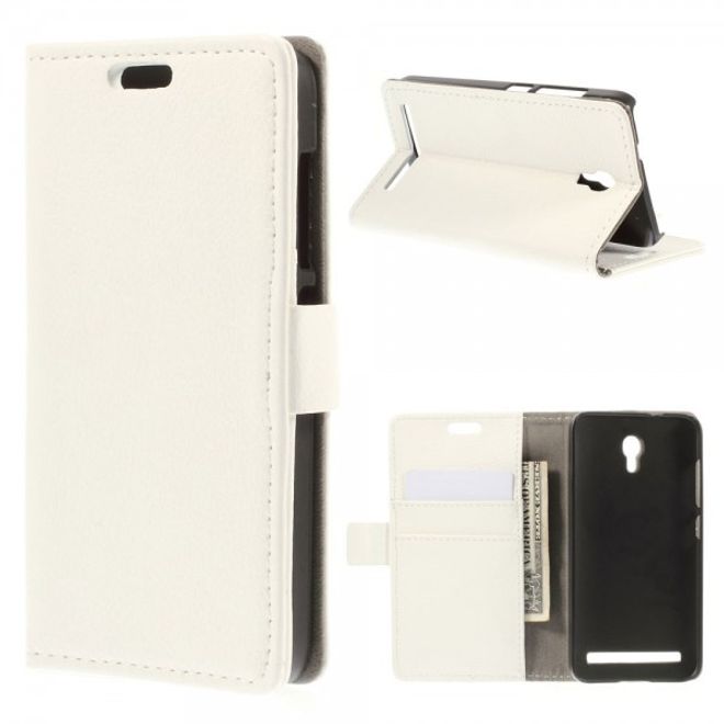 Alcatel One Touch Idol 2 Mini S Magnetisches Leder Case mit Litchitextur - weiss