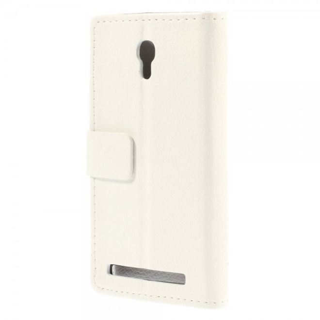 Alcatel One Touch Idol 2 Mini S Magnetisches Leder Case mit Litchitextur - weiss