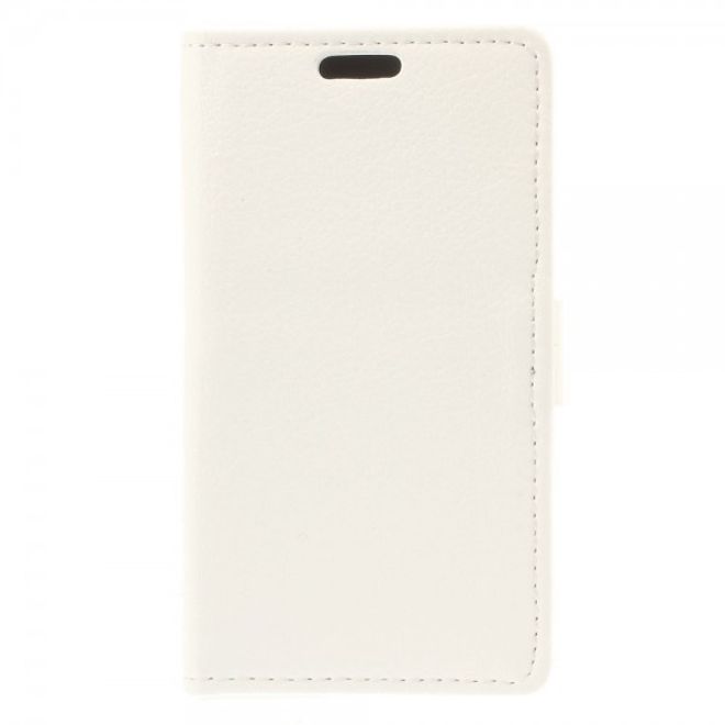 Alcatel One Touch Idol 2 Mini S Magnetisches Leder Case mit Litchitextur - weiss