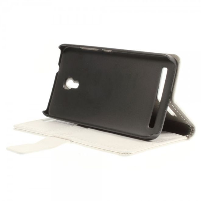 Alcatel One Touch Idol 2 Mini S Magnetisches Leder Case mit Litchitextur - weiss