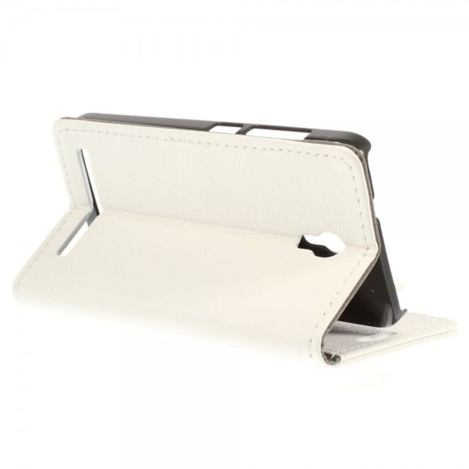 Alcatel One Touch Idol 2 Mini S Magnetisches Leder Case mit Litchitextur - weiss