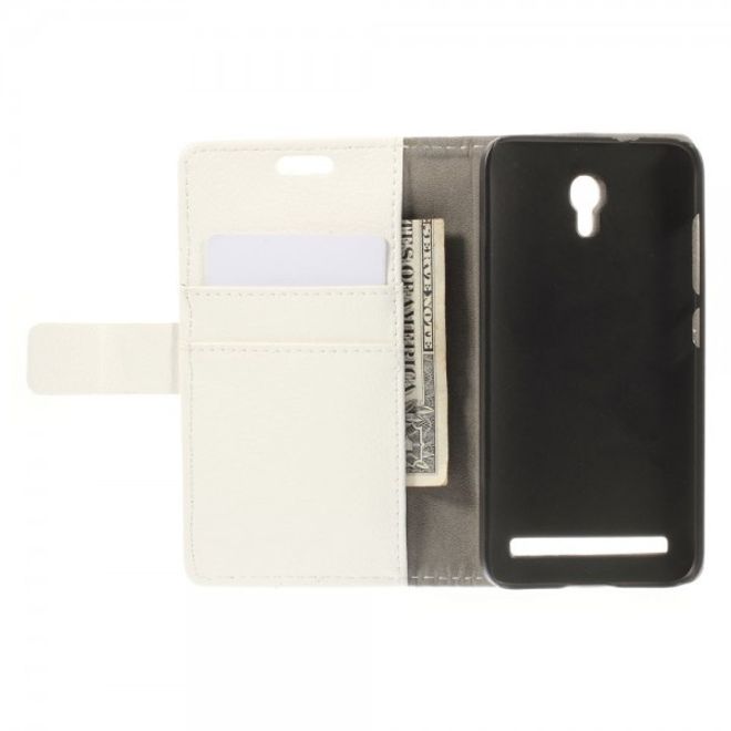 Alcatel One Touch Idol 2 Mini S Magnetisches Leder Case mit Litchitextur - weiss