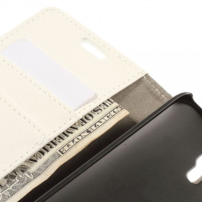 Alcatel One Touch Idol 2 Mini S Magnetisches Leder Case mit Litchitextur - weiss