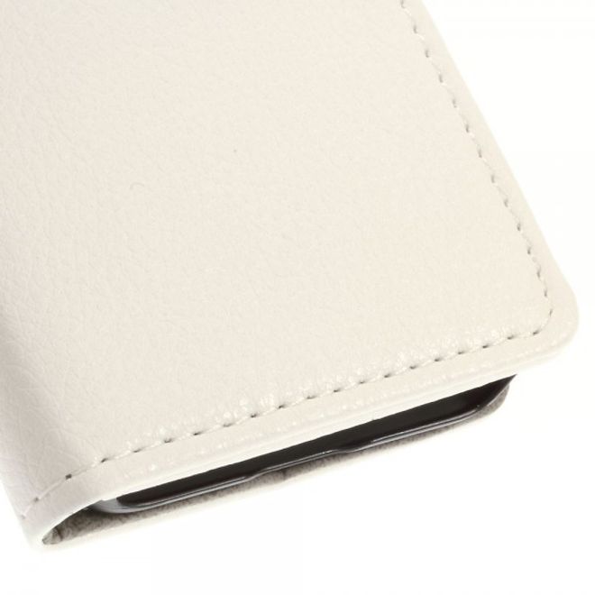 Alcatel One Touch Idol 2 Mini S Magnetisches Leder Case mit Litchitextur - weiss