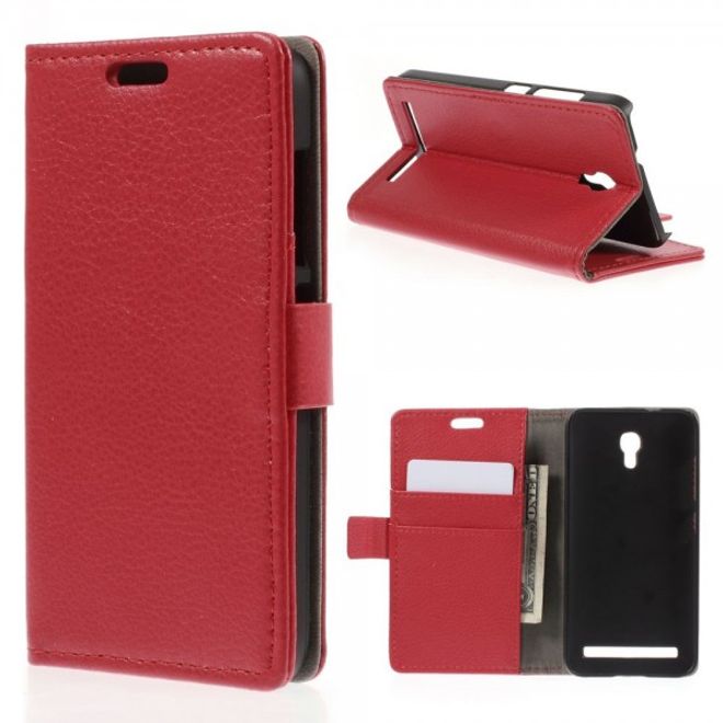 Alcatel One Touch Idol 2 Mini S Magnetisches Leder Case mit Litchitextur - rot
