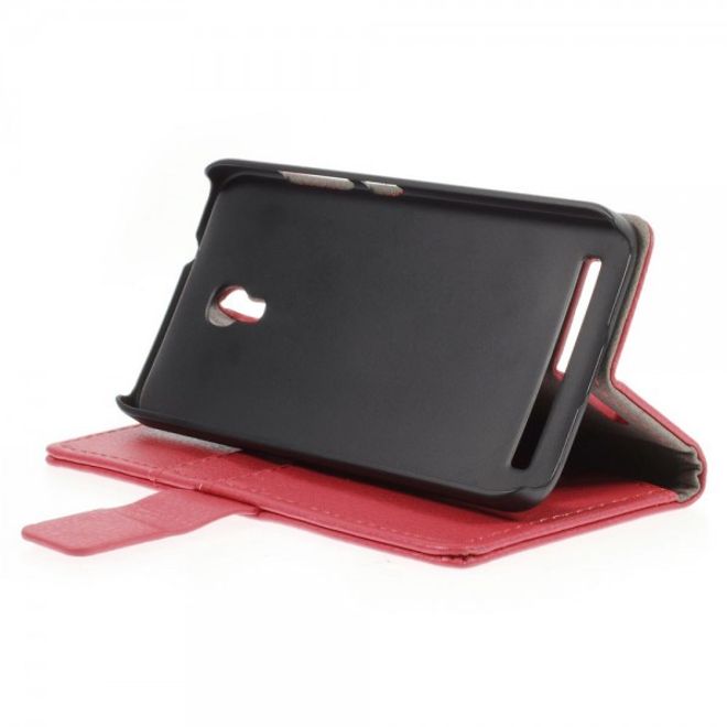 Alcatel One Touch Idol 2 Mini S Magnetisches Leder Case mit Litchitextur - rot