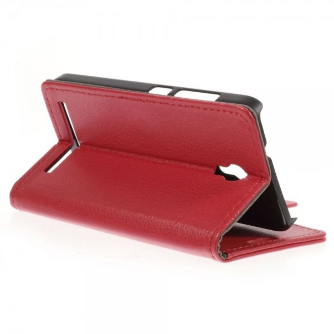 Alcatel One Touch Idol 2 Mini S Magnetisches Leder Case mit Litchitextur - rot
