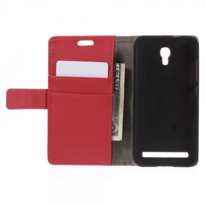 Alcatel One Touch Idol 2 Mini S Magnetisches Leder Case mit Litchitextur - rot