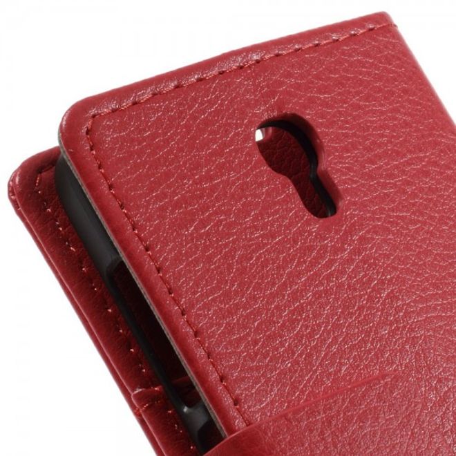 Alcatel One Touch Idol 2 Mini S Magnetisches Leder Case mit Litchitextur - rot