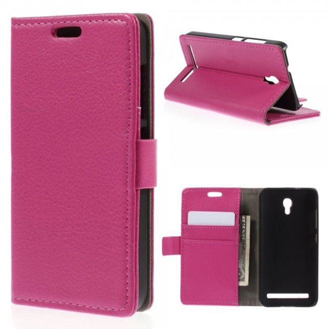Alcatel One Touch Idol 2 Mini S Magnetisches Leder Case mit Litchitextur - rosa