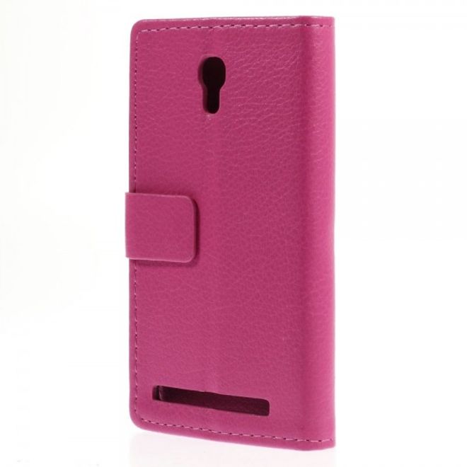 Alcatel One Touch Idol 2 Mini S Magnetisches Leder Case mit Litchitextur - rosa
