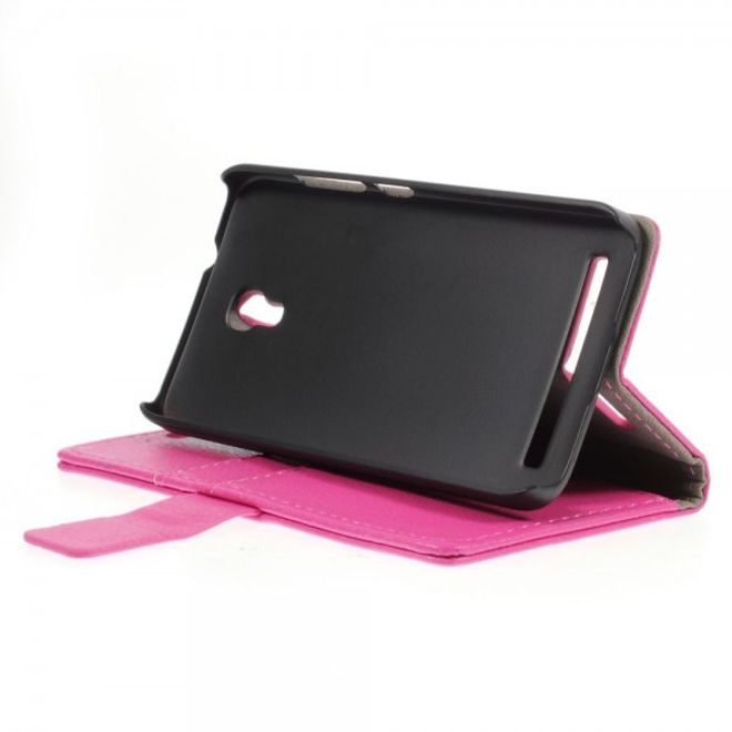 Alcatel One Touch Idol 2 Mini S Magnetisches Leder Case mit Litchitextur - rosa