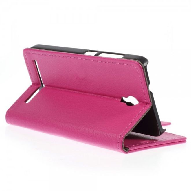 Alcatel One Touch Idol 2 Mini S Magnetisches Leder Case mit Litchitextur - rosa