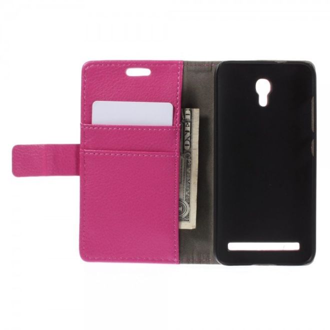 Alcatel One Touch Idol 2 Mini S Magnetisches Leder Case mit Litchitextur - rosa