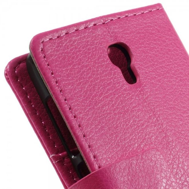 Alcatel One Touch Idol 2 Mini S Magnetisches Leder Case mit Litchitextur - rosa