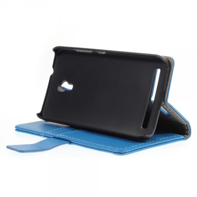 Alcatel One Touch Idol 2 Mini S Magnetisches Leder Case mit Litchitextur - blau