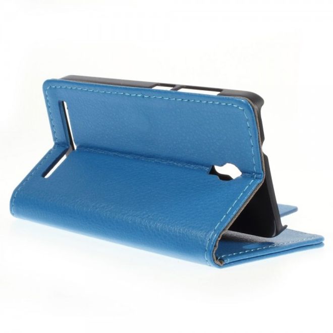 Alcatel One Touch Idol 2 Mini S Magnetisches Leder Case mit Litchitextur - blau