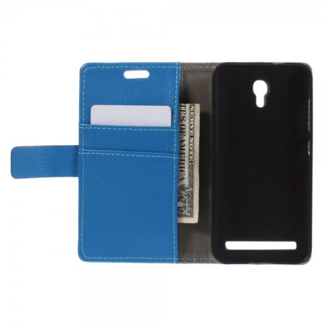Alcatel One Touch Idol 2 Mini S Magnetisches Leder Case mit Litchitextur - blau