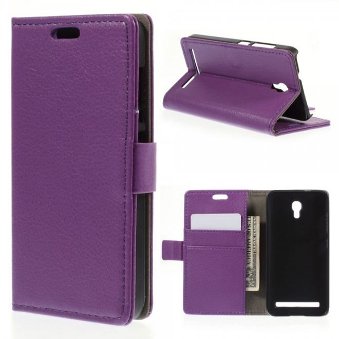 Alcatel One Touch Idol 2 Mini S Magnetisches Leder Case mit Litchitextur - purpur