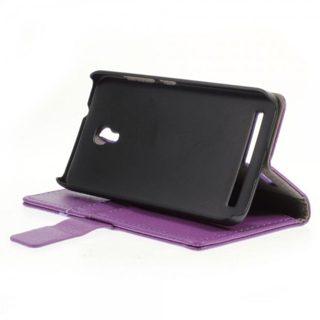 Alcatel One Touch Idol 2 Mini S Magnetisches Leder Case mit Litchitextur - purpur