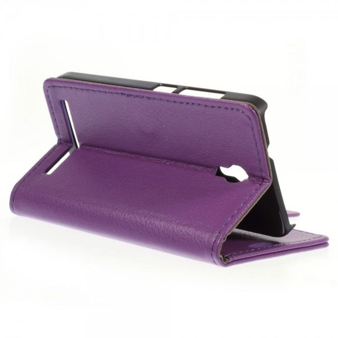Alcatel One Touch Idol 2 Mini S Magnetisches Leder Case mit Litchitextur - purpur