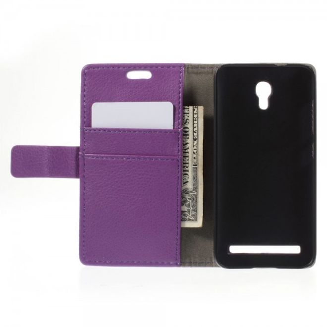 Alcatel One Touch Idol 2 Mini S Magnetisches Leder Case mit Litchitextur - purpur