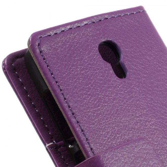 Alcatel One Touch Idol 2 Mini S Magnetisches Leder Case mit Litchitextur - purpur