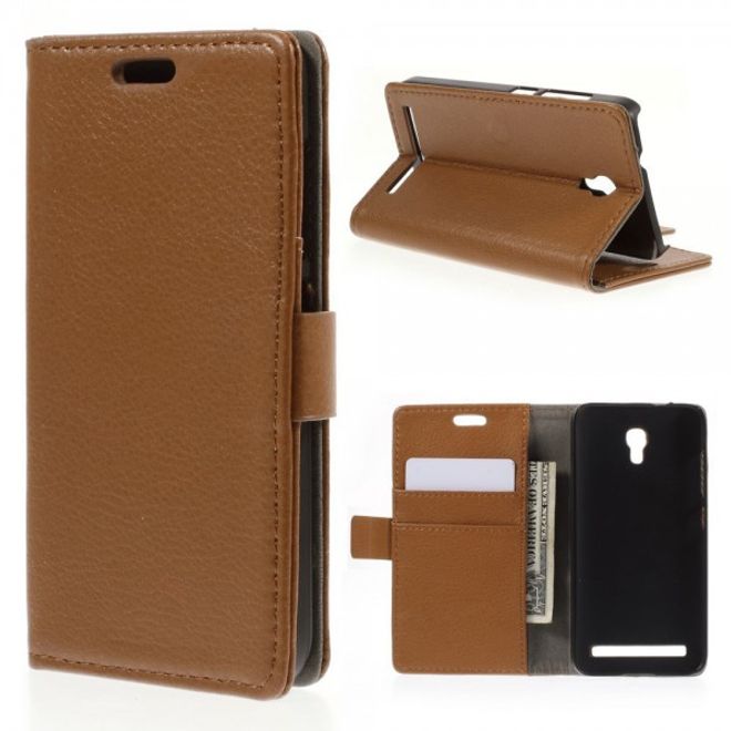 Alcatel One Touch Idol 2 Mini S Magnetisches Leder Case mit Litchitextur - braun