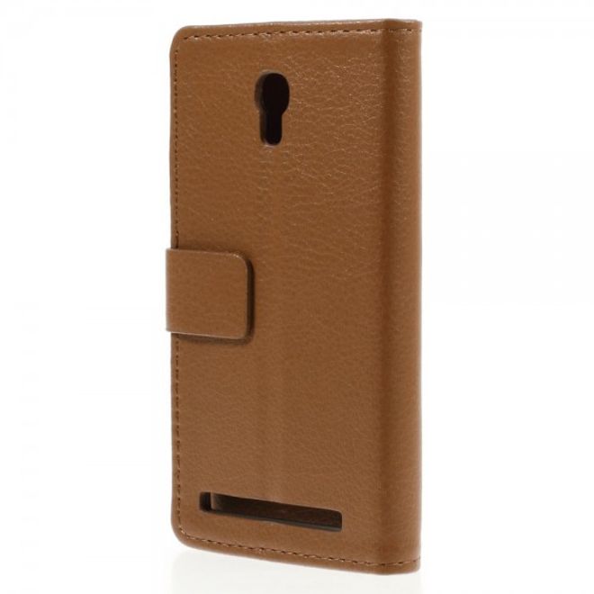 Alcatel One Touch Idol 2 Mini S Magnetisches Leder Case mit Litchitextur - braun