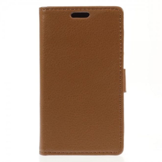 Alcatel One Touch Idol 2 Mini S Magnetisches Leder Case mit Litchitextur - braun
