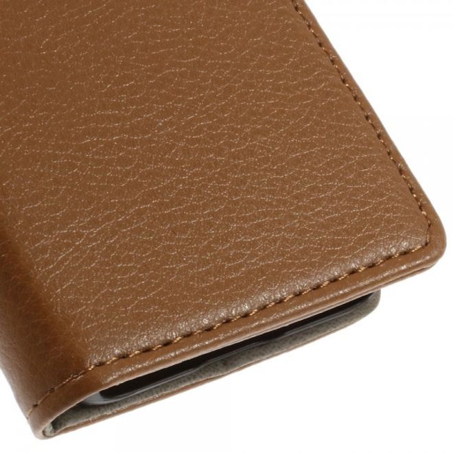 Alcatel One Touch Idol 2 Mini S Magnetisches Leder Case mit Litchitextur - braun