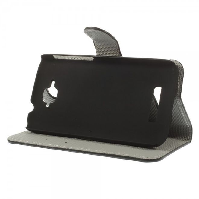 Alcatel One Touch Pop C7 Leder Case mit farbigem Muster - schwarz