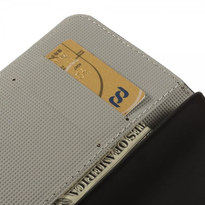 Alcatel One Touch Pop C7 Leder Case mit farbigem Muster - schwarz