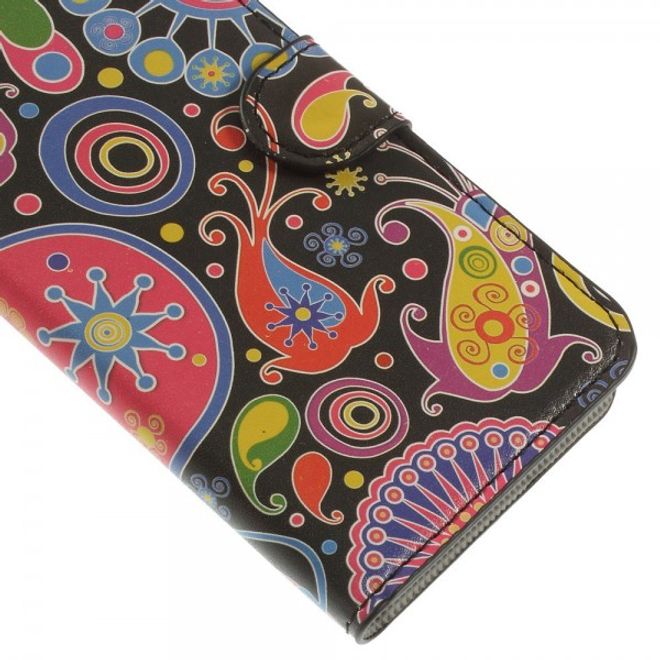 Alcatel One Touch Pop C7 Leder Case mit farbigem Muster - schwarz