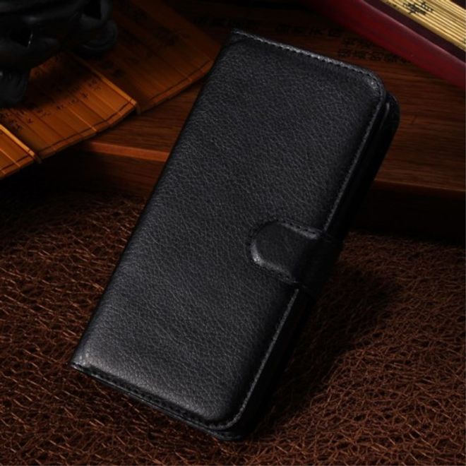 Alcatel One Touch Pop C7 Handy Hülle - Litchi Leder Bookcover Series - schwarz