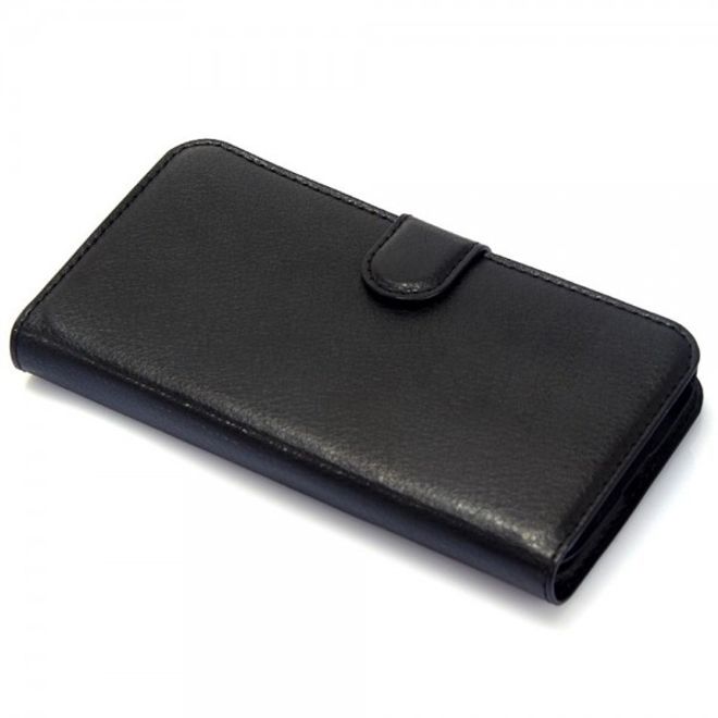 Alcatel One Touch Pop C7 Handy Hülle - Litchi Leder Bookcover Series - schwarz