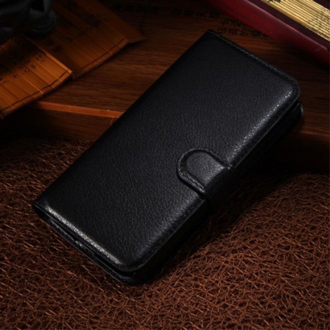 Alcatel One Touch Pop C7 Handy Hülle - Litchi Leder Bookcover Series - schwarz
