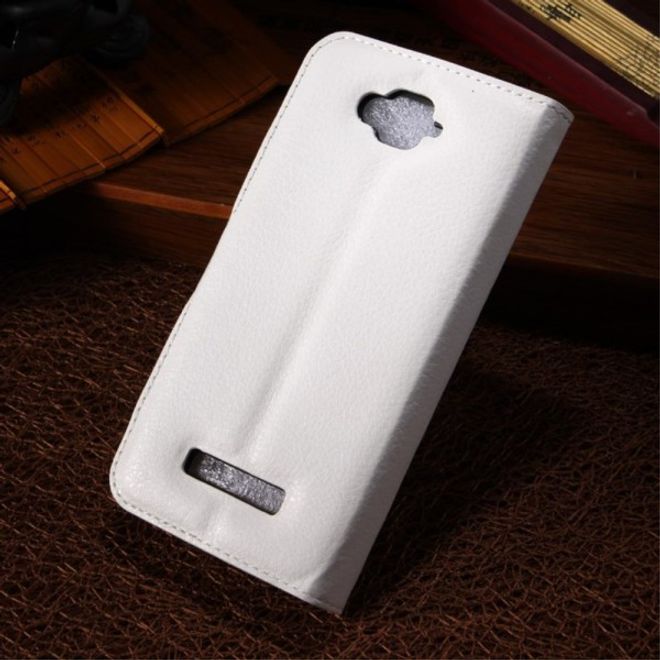 Alcatel One Touch Pop C7 Leder Case mit Litchitextur - weiss