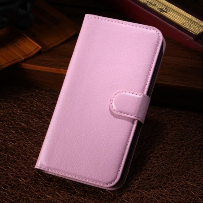 Alcatel One Touch Pop C7 Leder Case mit Litchitextur - pink