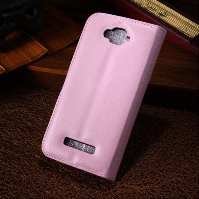 Alcatel One Touch Pop C7 Leder Case mit Litchitextur - pink