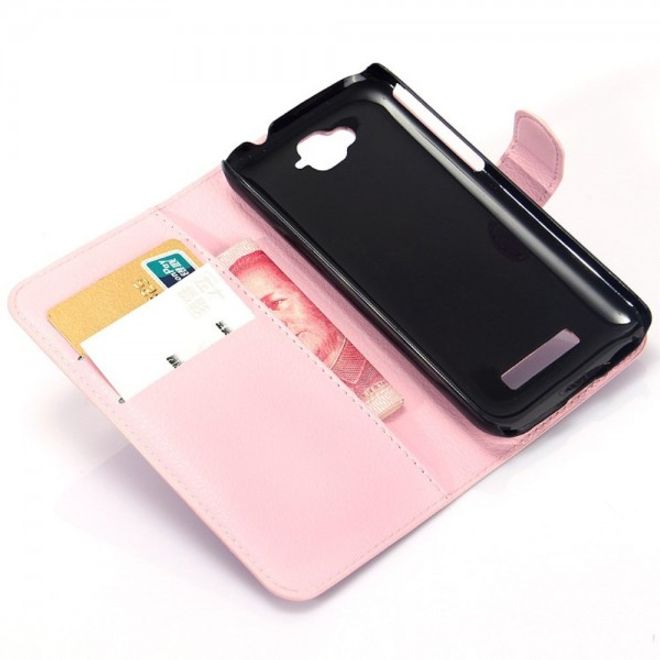 Alcatel One Touch Pop C7 Leder Case mit Litchitextur - pink