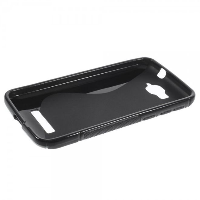 Alcatel One Touch Pop C7 Elastisches Plastik Case S-Shape - schwarz