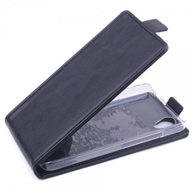 Wiko Birdy 4G Crazy Horse Leder Case vertikal - schwarz