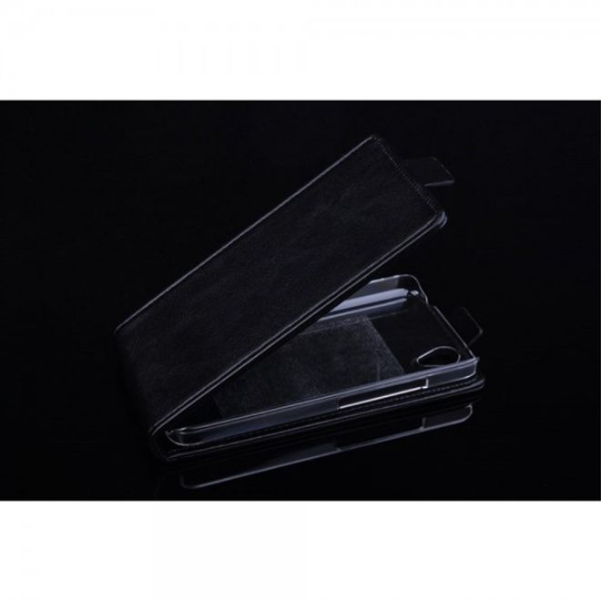 Wiko Birdy 4G Crazy Horse Leder Case vertikal - schwarz