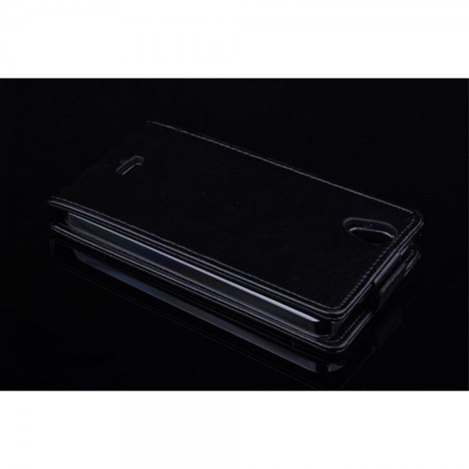 Wiko Birdy 4G Crazy Horse Leder Case vertikal - schwarz