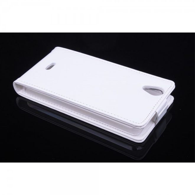 Wiko Birdy 4G Crazy Horse Leder Case vertikal - weiss