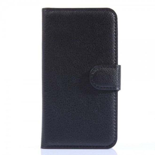 Wiko Sunset Leder Case mit Litchitextur und Standfunktion - schwarz