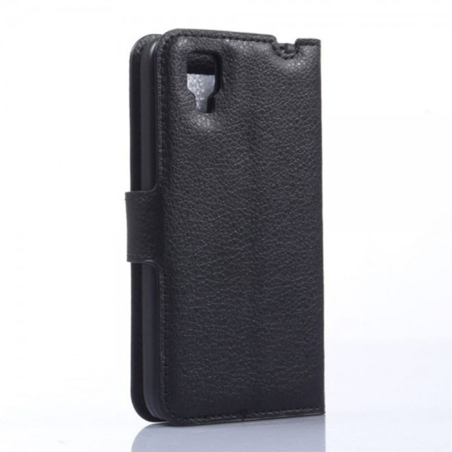 Wiko Sunset Leder Case mit Litchitextur und Standfunktion - schwarz
