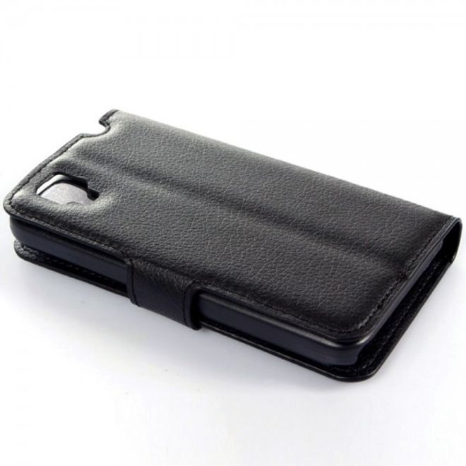 Wiko Sunset Leder Case mit Litchitextur und Standfunktion - schwarz
